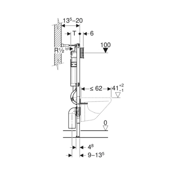 Geberit Systemfix toiletinbouwelement - zonder bedieningsplaat - spoeling 3-4 l of 6-7,5 l