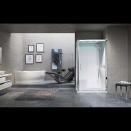 DOUCHECABINE NOVELLINI EON 120 - 90 o 230 ! chroom links / transparant hammam