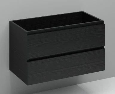 Easylux Kivu wastafelonderkast met 2 lades greeploos 900 x 475 x 520 mm - raven oak - linkse uitsnijding