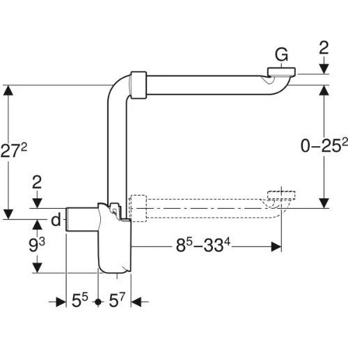 Geberit PP enkele buissifon plaatsbesparend 5/4 x 40 mm - wit - voor badkamermeubels