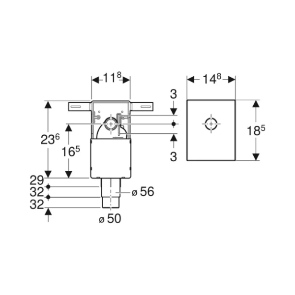 Geberit PP inbouwsifon voor wastafel - 5/4 x 32 mm - wit - geschikt voor mindervalidewastafel