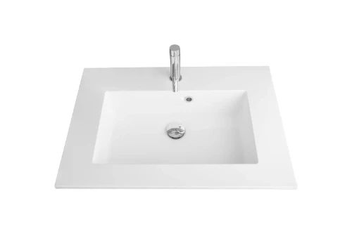 Easylux Quadra wastafelblad kunstmarmer met 1 waskom 600 x 500 mm - wit