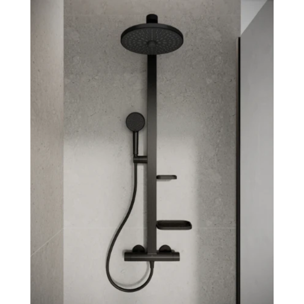 Ideal Standard Alu+ douchethermostaatset - hoofddouche 260 mm - handdouche 100 mm - zwart mat