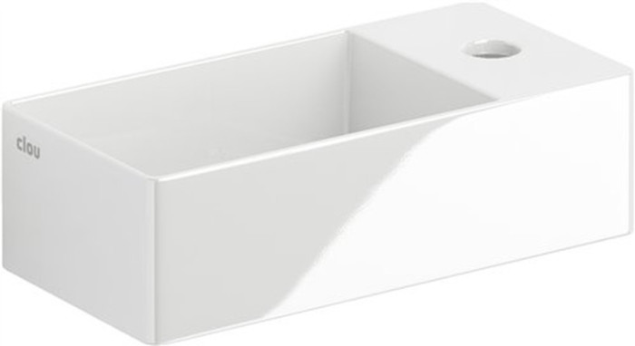 Clou New Flush handenwasser rechts 350 x 180 x 100 mm - wit - porcelein - met kraangat en afvoerset