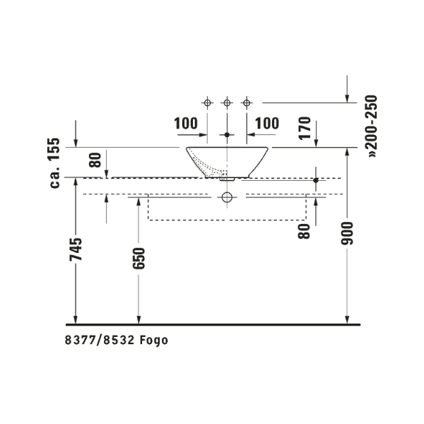 Duravit Bacino opbouwwastafel 420 x 420 mm - wit - met overloop - zonder kraangat