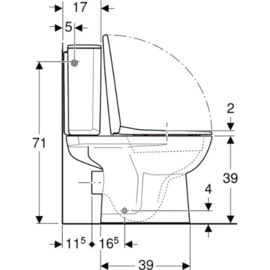 Geberit Selnova PACK staand toilet 355 x 665 mm - rimfree (staande toilet H + spoelreservoir AP128 + toiletzitting Softclose) zonder spoelrand - wit
