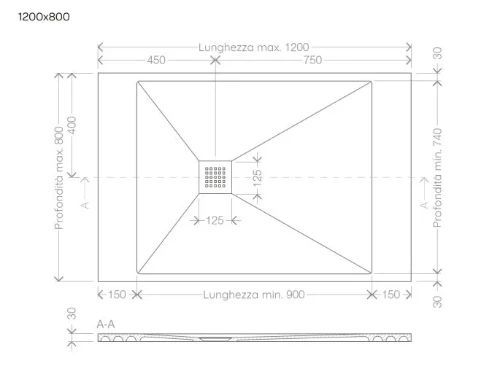 Easylux Obi douchebak Comforstone 1200 x 800 mm - zand