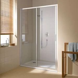 Kermi Cada XS G2L schuifdeur 1200 x 2000 mm - verstelbaarheid 1160-1210 mm - SIHG ESG helder Clean 2-delig met vast segment links - profiel : zilver hoogglans
