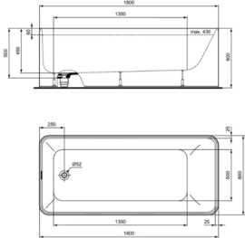 Ideal Standard Conca vrijstaand bad SolidSurface 1800 x 800 mm - wit mat
