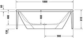 Duravit Xviu vrijstaand bad acryl 1800 x 800 mm - wit / zwart mat