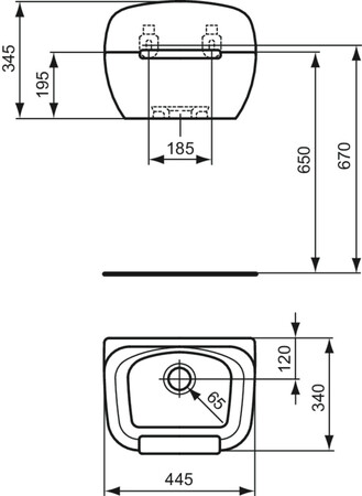 Ideal Standard Douro emmerrooster 450 mm - inox - bevestigingspinnen naar buiten
