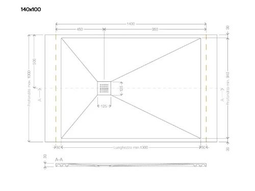 Easylux Obi douchebak Comforstone 1400 x 1000 mm - zand