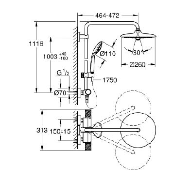 Grohe Euphoria System 260 douchesysteem met douchethermostaat - chroom