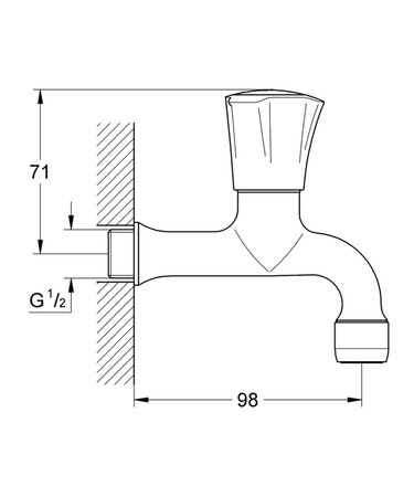 Grohe Costa L enkeldienstkraan 1/2 x 100 mm - chroom - blauw - met straalbreker