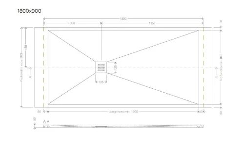 Easylux Obi douchebak Comforstone 1800 x 900 mm - cement