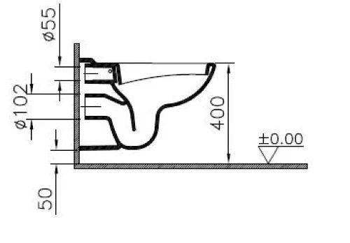 Easylux Normus hangtoilet 360 x 540 mm - wit antibacterieel