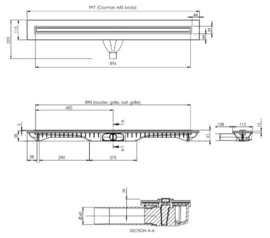 Carrodrain Liquid douchegoot inclusief rooster 900 mm - Inox - debiet 31 l/m