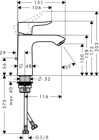 Hansgrohe Metris 110 eengreepswastafelmengkraan - chroom - met automatische lediging - coolstart