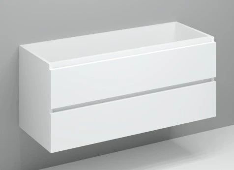 Easylux Kivu wastafelonderkast met 2 laden greeploos linkse uitsnijding 1200 x 475 x 520 mm - wit