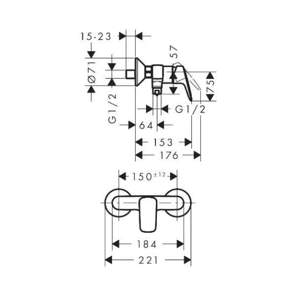 Hansgrohe Logis eengreepsdouchemengkraan - chroom - safety function