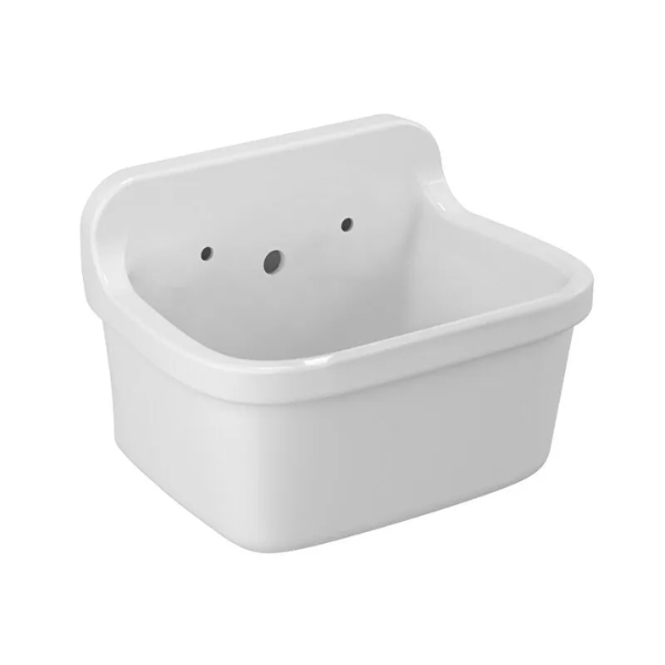 Easylux Normus uitgietbak met overloop zonder stootrand 430 x 370 mm - wit - met roostergaten