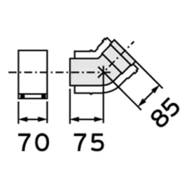 Concentrische rookgasbochten 45° 80/125mm - set van 2st