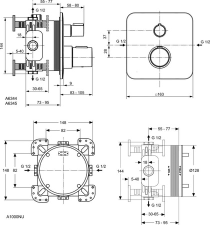 Ideal Standard Ceratherm Easy-box inbouwdeel voor thermostatische mengkraan