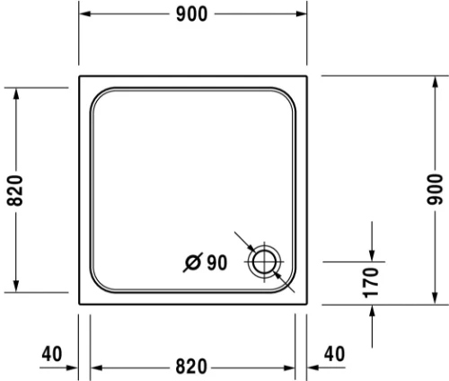 Duravit D-code douchebak acryl 900 x 900 x 85 mm - wit - afvoeropening 90 mm