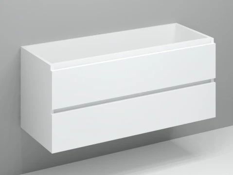 Easylux Kivu wastafelonderkast met 2 laden greeploos rechtse uitsnijding 1200 x 475 x 520 mm - wit