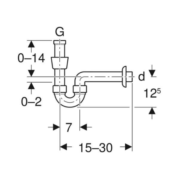 Geberit PP enkele buissifon kort model 5/4 x 40 mm - wit - handenwasser of bidet