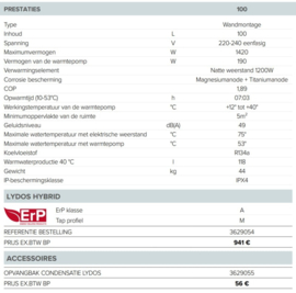 Warmtepompboiler 100L Ariston Lydos Hybrid WIFI 100 C