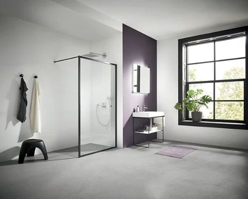 Kermi Walk-In XD WW4 Walk-in douchewand 1200 x 2000 mm - verstelbaarheid 1180-1200 mm - SWS ESG helder Clean Wall - profiel : zwart soft