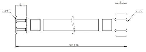 Easylux Vivo aansluitflexibel FF 3/8 x 1/2 - 300 mm - chroom