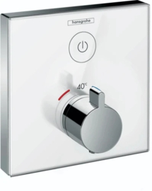 Hansgrohe ShowerSelect Glass afwerkset 1 functie - vierkant - wit/chroom