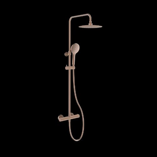 Easylux Rondo showerset Safetouch in hoogte verstelbaar (815-1165 mm) - brushed copper PVD - Belgaqua gekeurd