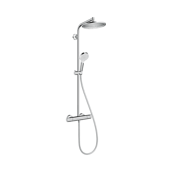 Hansgrohe Crometta S 240 1jet ecoSmart Showerpipe douchesysteem - chroom - thermostaat - hoofddouche 240 mm rond - handdouche Crometta S Vario