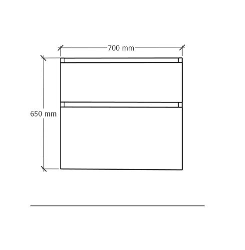 Easylux Klaire 65 - wastafelonderkast met 2 laden 700 x 435 x 650 mm - uitsparing in het midden - soft