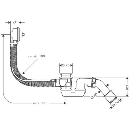 Hansgrohe Flexaplus badlediging 6/4 - voor groot bad