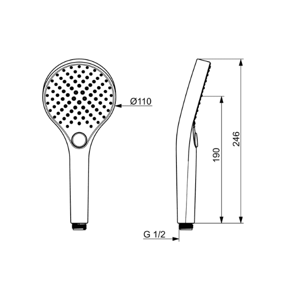 Hansa Hansaviva Eco handdouche 110 mm - 3 stralen - chroom