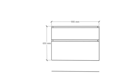 Easylux Klaire 65 - wastafelonderkast met 2 laden 900 x 435 x 650 mm - uitsparing rechts - wit