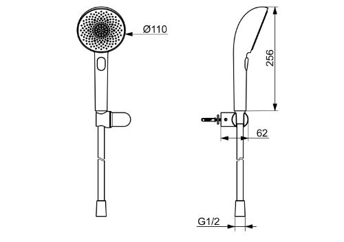 Hansa HansaAurelia handdoucheset 110 mm 3-jets - wandmontage met flexibel 1250mm - zwart mat