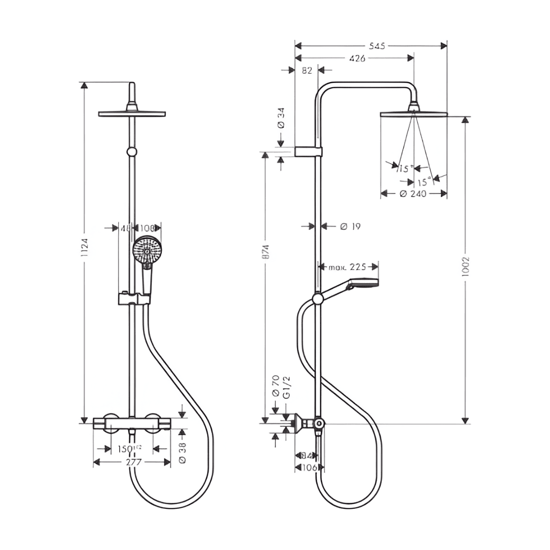 Hansgrohe Vernis Blend Showerpipe 240 1jet Ecosmart douchethermostaatset - zwart mat