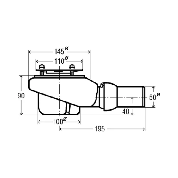 Viega Tempoplex douchesifon 90 mm - naakt - zonder kleurset - afvoer horizontaal