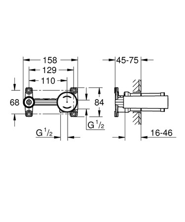 Grohe Universal inbouwlichaam voor eengreepsmengkraan met uiloopbek 1/2