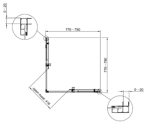 Easylux Free Basic hoekinstap 800 x 1900 mm transparant - chroom