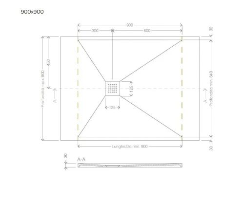 Easylux Obi douchebak Comforstone 900 x 900 mm - zand