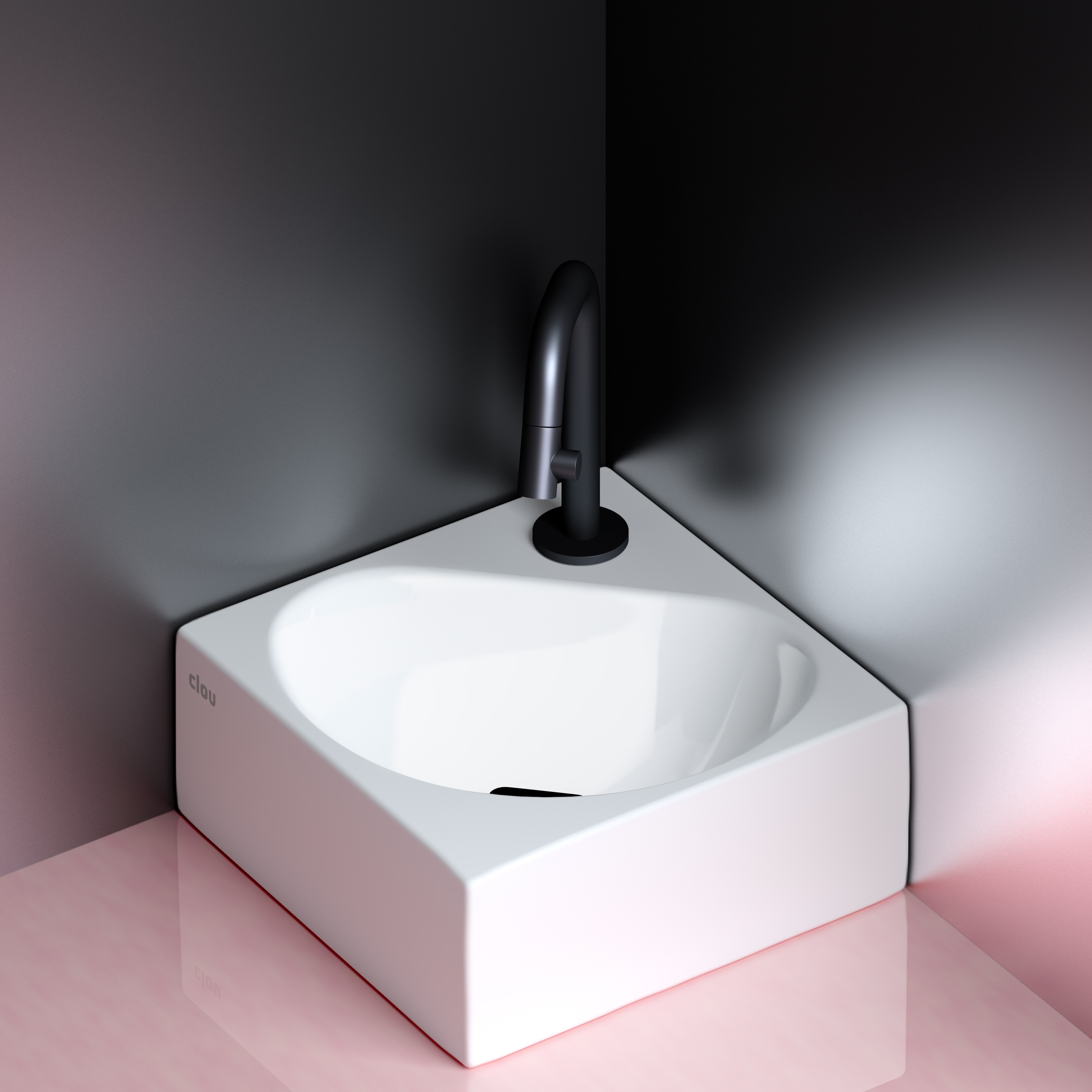 Clou Flush 5 handenwasser 270 x 270 x 100 mm - wit - porcelein - met kraangat en plug