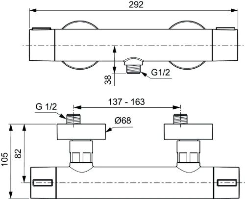 Ideal Standard Alu+ douchethermostaat - zwart mat