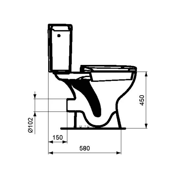 Easylux Alpha staand toilet 360 x 700 mm - wit - uitgang H - verhoogd