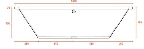 Easylux Helios bad composiet 1800 x 800 mm - wit mat - zonder poten